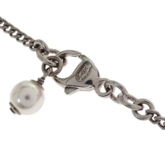 Chanel CC Chain Necklace Pendant Silver Artificial Pearl C19C 117726 - Picture 4 of 4